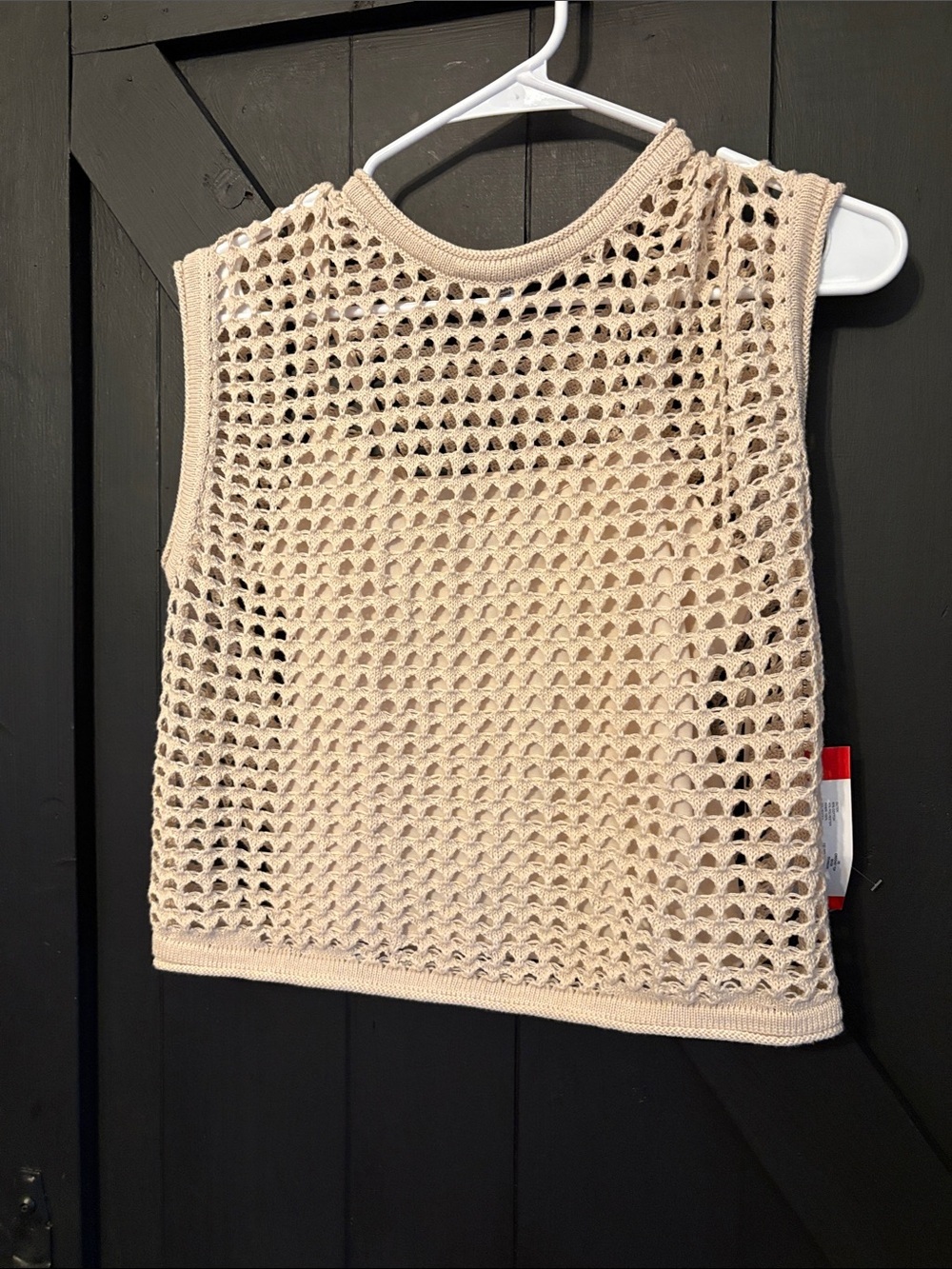 Steve Madden Cream Open-Knit Cropped Tank Top